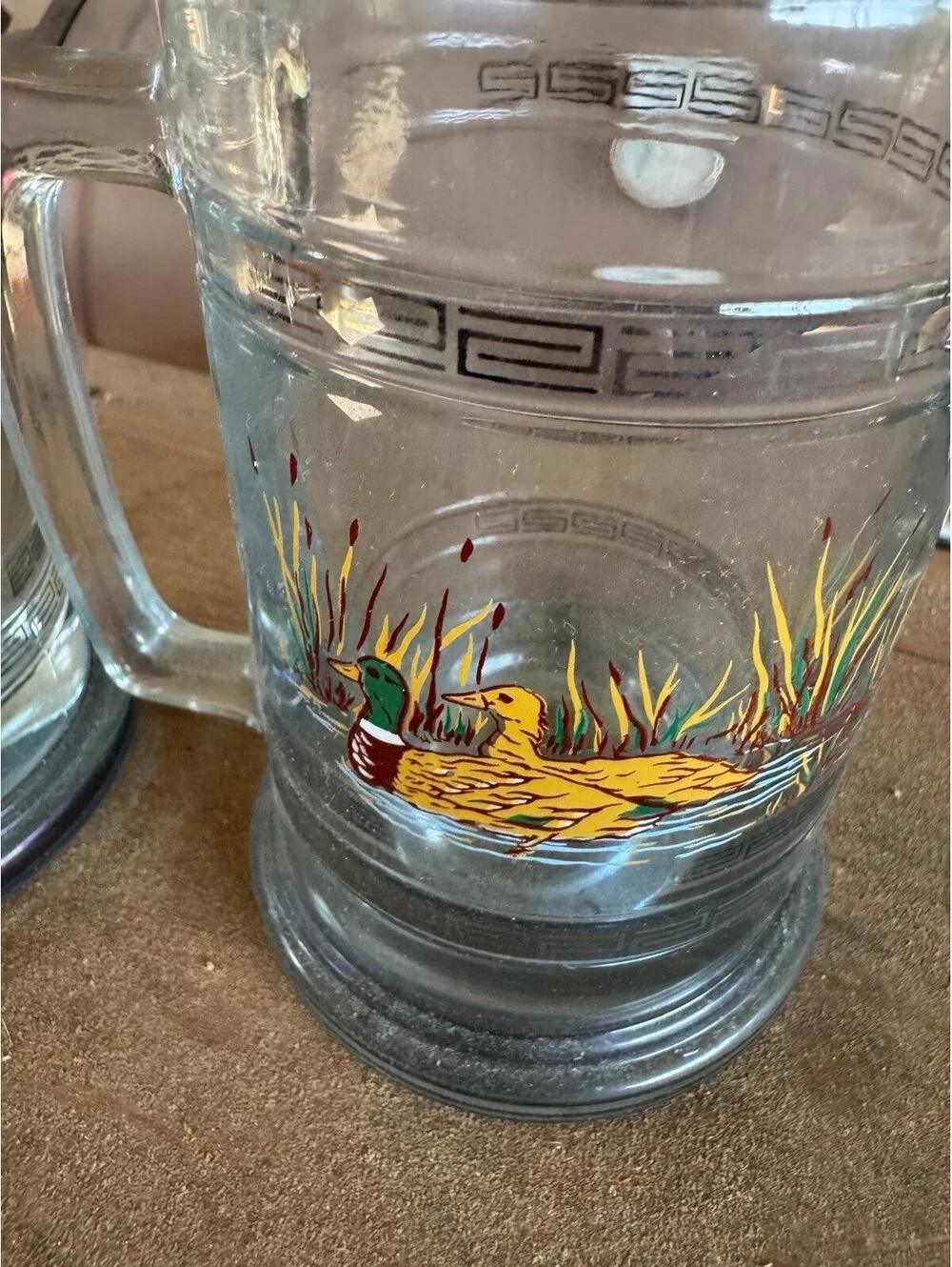 Princess House Crystal Beer Steins Mugs - Mallard Duck & Canadian Geese